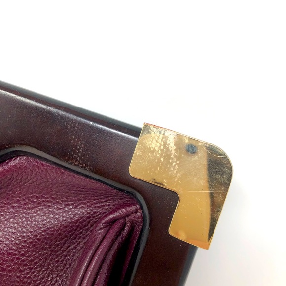 Rebecca Minkoff Lovers Clutch - Purple Red leather and wooden handle - Picture 3 of 12